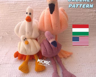 Lot de 4 patrons PDF au crochet « Flip the birds », pack de patrons amigurumi « Duck you » et « Fckmingo », Flip the bird