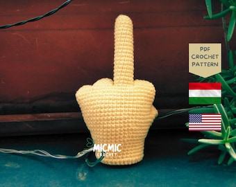 Medium size Middle Finger Crochet Pattern | Funny Amigurumi Hand | Sarcastic Desk Decor PDF Pattern