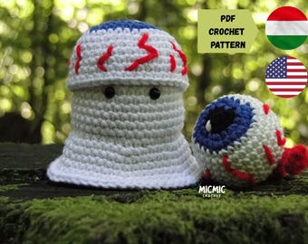 Modèle au crochet Eyeball Ghost : jouet d'Halloween Amigurumi (PDF EN/HU)