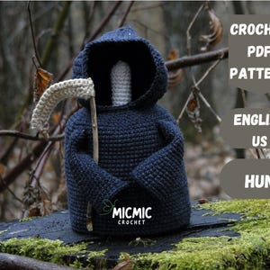 Grim reaper crochet pattern PDF | Fred the Reaper | Funny amigurumi skeleton toy