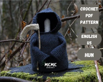 Funny Grim Reaper Middle Finger Crochet Pattern, Dark Humor Amigurumi, Sarcastic Death Decor PDF - Fred the Grim Reaper