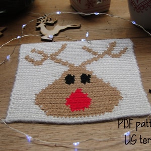 Rudolph Crochet Coaster Pattern: Christmas Reindeer Pot Holder (PDF Pattern)