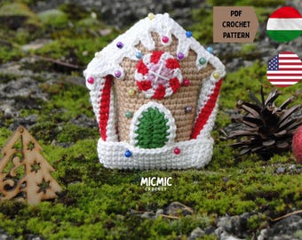 Patron au crochet maison en pain d'épice | Amigurumi de Noël coloré | Décoration festive des Fêtes | Patron PDF au crochet
