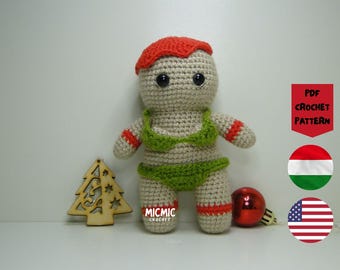 Modèle au crochet Mrs Naughty Gingerbread • Amigurumi de Noël épicé drôle