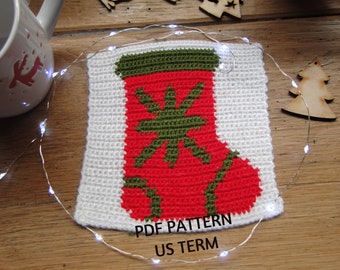 Christmas bootie cup coaster pattern, Cup coaster crochet pattern, Christmas pot holder