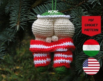 Modèle au crochet drôle de fesses d'elfe, décoration de Noël coquine, déco sarcastique des fêtes Amigurumi PDF - cadeau de gardienne d'étagère elfe