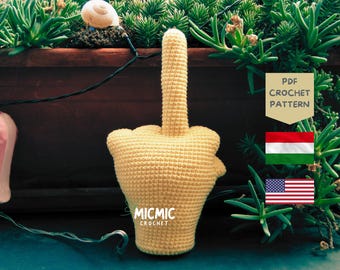 Ultimate Attitude Hand Crochet Pattern (Middle Finger Decor), Large Middle finger hand crochet PDF pattern