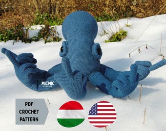 Grand modèle au crochet doigt du milieu de pieuvre, Big Mama Frenky Amigurumi, PDF de pieuvre géant impertinent - Francine the Fucktopus