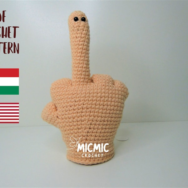 Hand crochet pattern, Middle finger up crochet pattern, Hand sign amigurumi, Crochet hand pattern