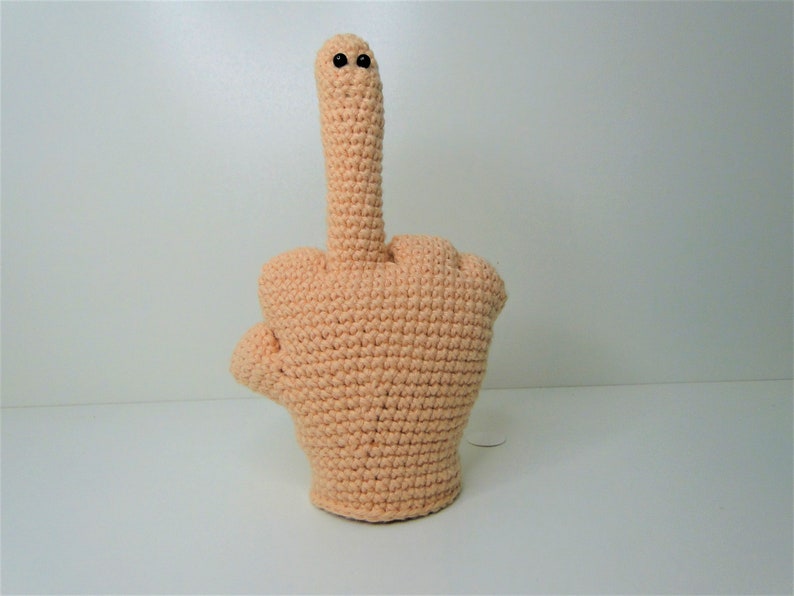Large Middle Finger Hand Crochet Pattern, Funny Office Desk Decor ...