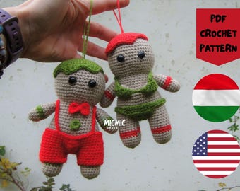 Lot de motifs coquins en pain d'épice au crochet • Motif Amigurumi de Noël épicé amusant