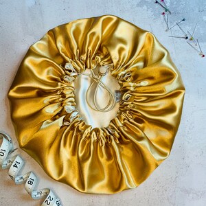 Customisable - Drawstring Double Layered Reversible Satin Bonnet ...