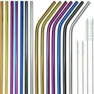 Metal Straws Reusable Mix Color Stainless Steel Drinks Straws Party