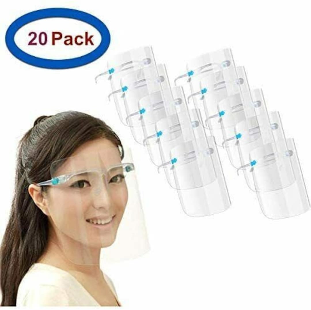 20 X Clear Face Shield With Glasses Anti Fog Safety Visor Goggles Etsy
