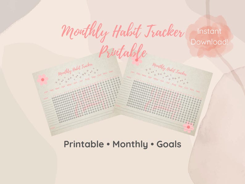 Monthly Habit Tracker Printable | Self Care Goals (digital Download) - Etsy