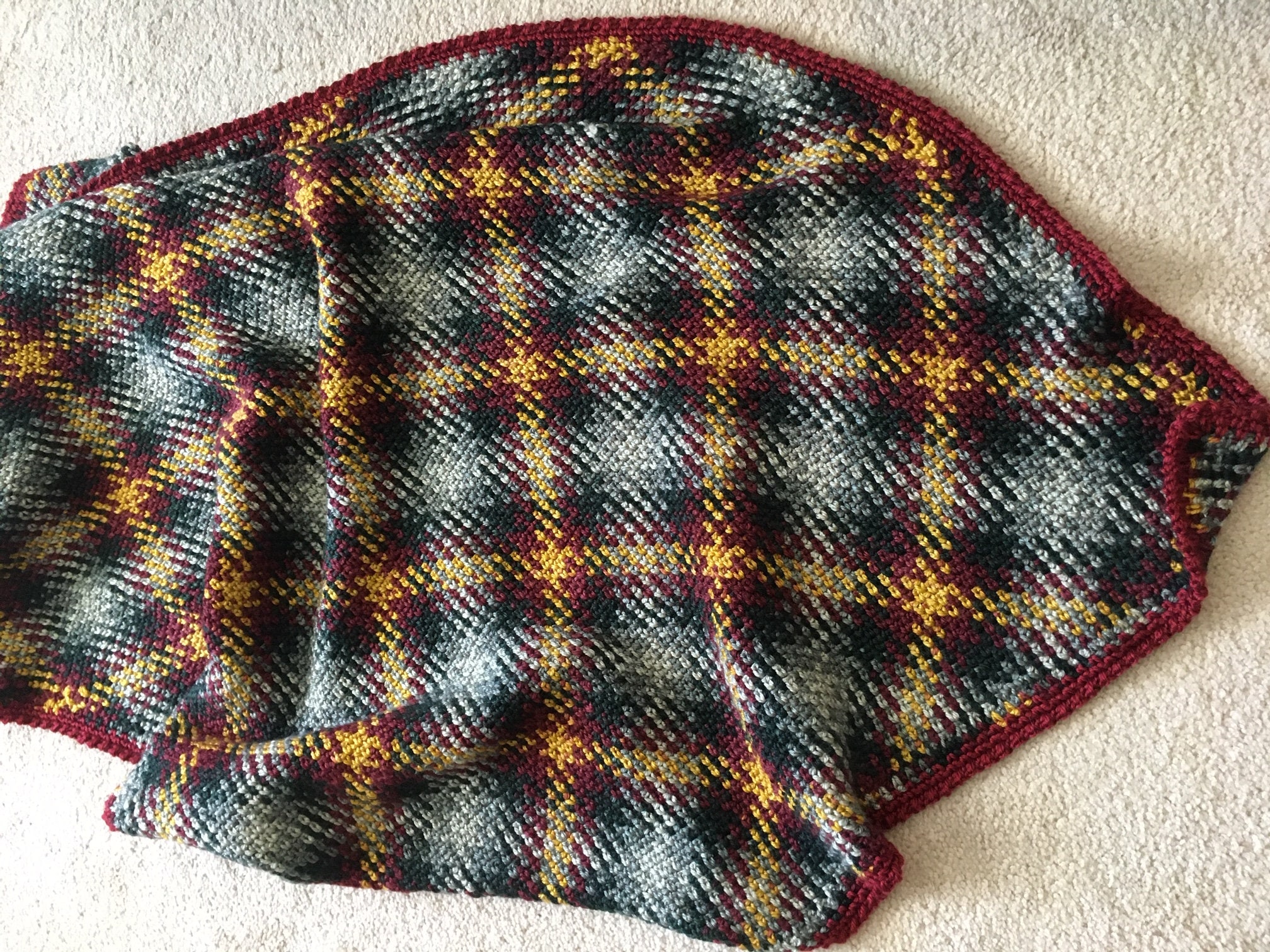 Crochet Planned Pooling Plaid Blanket Etsy