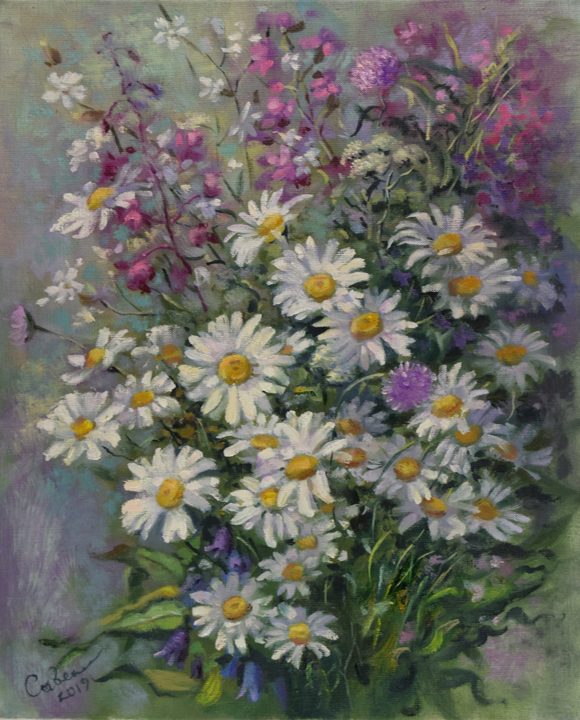 Daisies Painting Original Oil Painting Impressionist Bouquet | Etsy