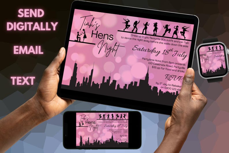 Editable Hens Night Invitation Template Pink Bachelorette Party