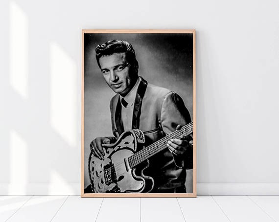 Art print poster Canvas Waylon Jennings Playing The Guitar