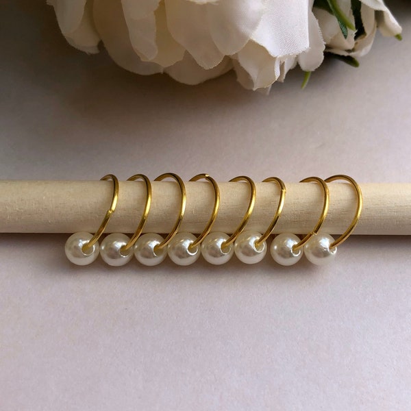 Elegant Classic Gold Hair Rings w/ Pearls Hair Accessory Braid Rings Braid Jewelry Dread Rings Boho Hair Jewelry Wedding Hair Jewelry Bridal