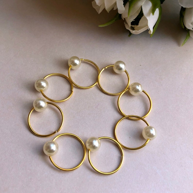 Elegant Gold Hair Rings w/ Pearls Hair Accessory Braid Rings Etsy