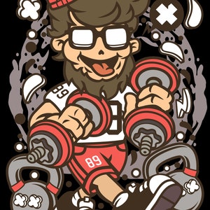 Hipster gym - T shirt design, jpej, ai, png