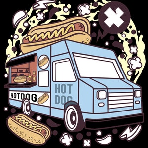 Hotdog van - T shirt design, jpej, ai, png