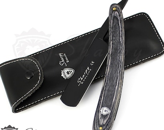 Set de rasage vintage rasoir coupe-gorge coupe-gorge, manche en bois américain