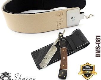 Damascus Steel Straight Razor Cut Throat Barber Salon Shaving Razor Vintage With Sharpening Strop