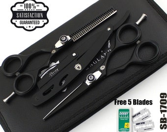 Barber Hair Cutting Thinning Scissors Shears Hairdressing Salon Professional Barber Hairdresser Scissors Set & Free Black Kit