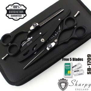 Barber Hair Cutting Thinning Scissors Shears Hairdressing Salon Professional Barber Hairdresser Scissors Set & Free Black Kit