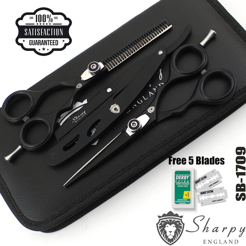 Kappersschaarset: salonkappersschaar en zwarte set afbeelding 6