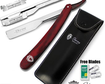 Traditional Barber Hair Salon Straight Cut Throat Shaving Razor With Pouch + Free Blades