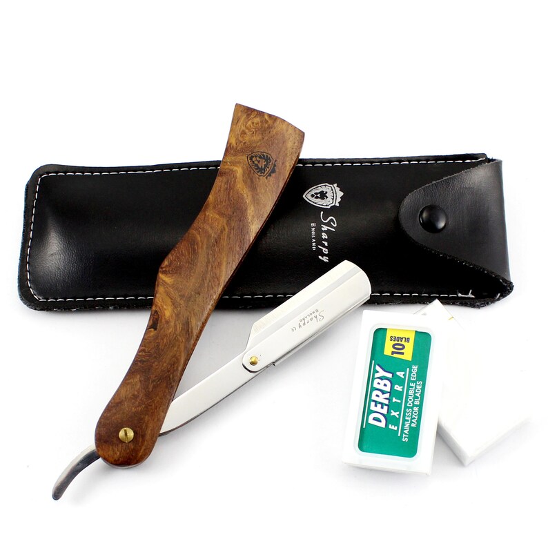 Sharpy Wooden Barbers Cut Throat Razor Set Complete With Etsy