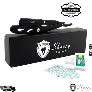 Black Matte Steel Barber Salon Straight Cut Throat Shaving Razor With Free Blades