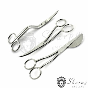 Machine Embroidery Duckbill Applique Set of 3 Double Curved Handmade Scissors 6"