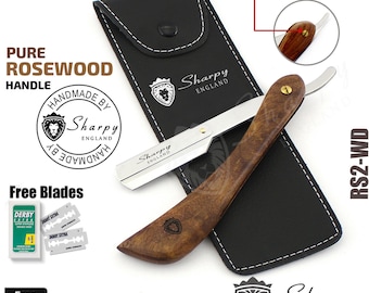 Wooden Barber Salon Straight Cut Throat Shaving Razor Rasoi Navalha + Free Blades