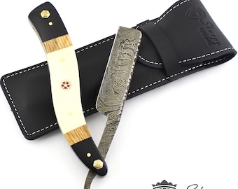 Professional Damascus Steel Straight Cut Throat Razor With Beautiful Handle For Barber Shaving
