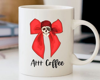 Preppy Pirate Coffee Mug, Pirate Mug, Preppy Mug, Coffee Mug, Coffee Gift, Pirates Team Gift, Vintage Style, Costal Beach Style, Mug for Her
