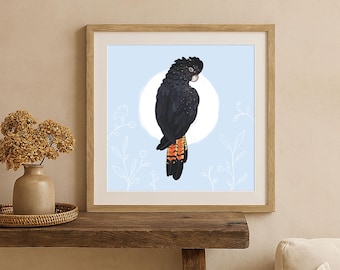 Stampa artistica del cacatua nero – Poster sulla fauna selvatica australiana (download digitale)