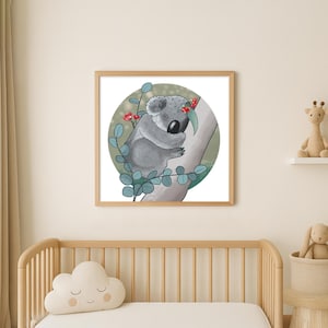 Koala Wall Art Print – Australian Animal Illustration – Cute Digital Artwork for Nursery or Australiana Decor