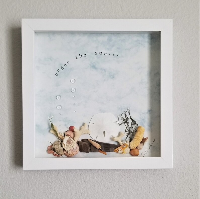 Beach Shadowbox Beach Decor Wall Art Shell Art image 0