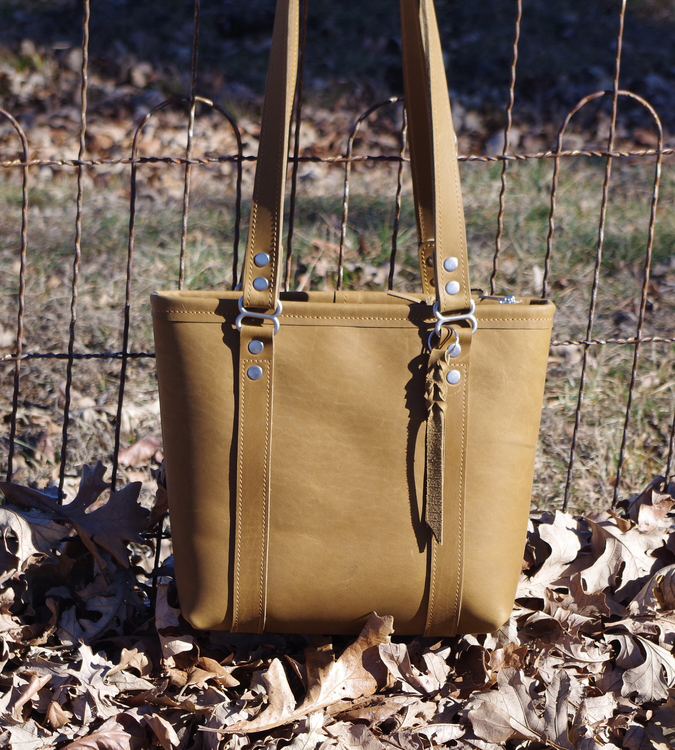 Leather Shoulder Bag/purse/bag. Khaki Desert Brown 100 Percent Rustic