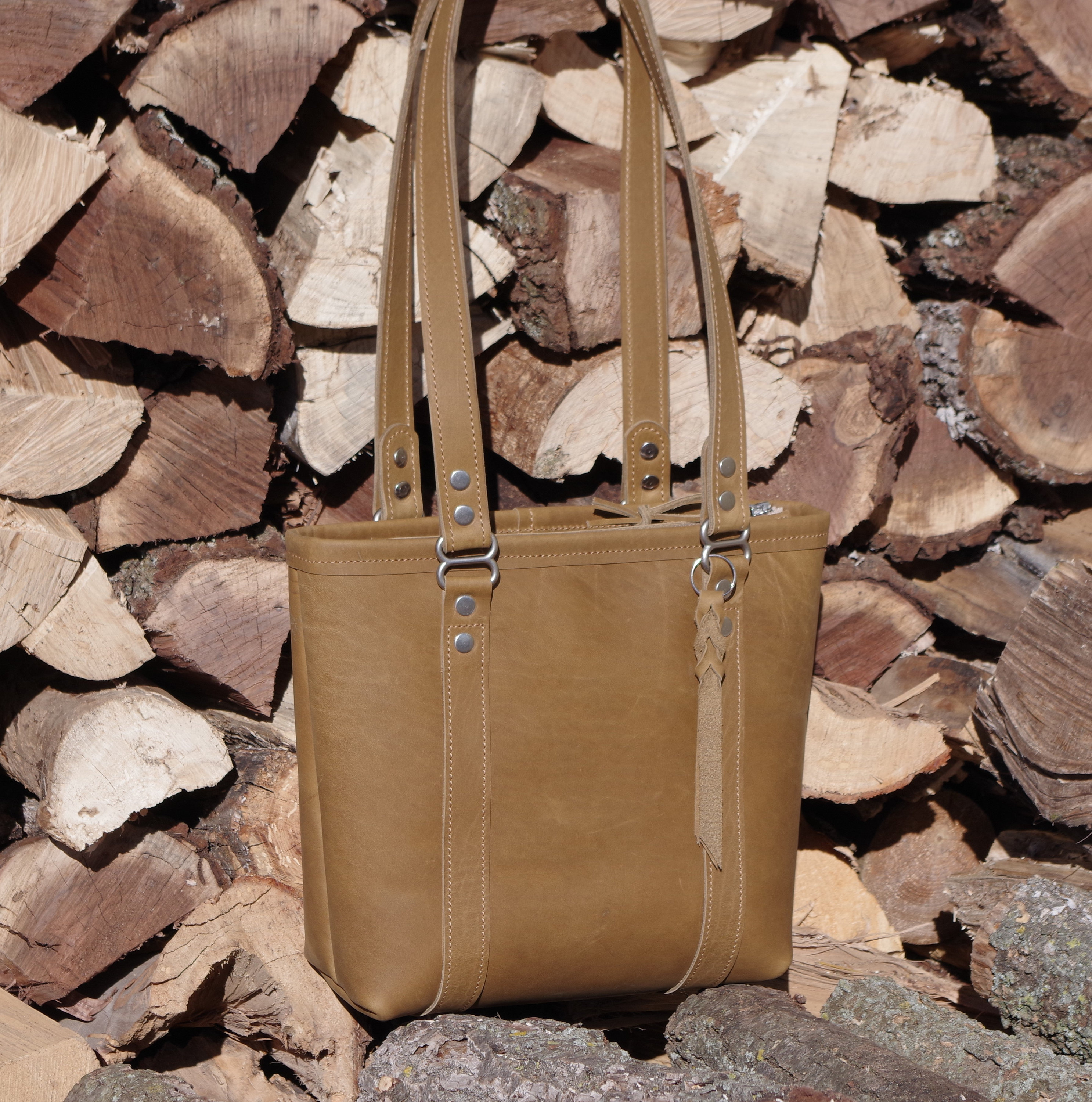 Leather Shoulder Bag/purse/bag. Khaki Desert Brown 100 Percent Rustic