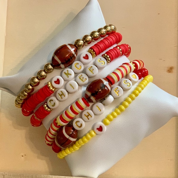 KC Chiefs Heishi Stackable Bracelets You Choose