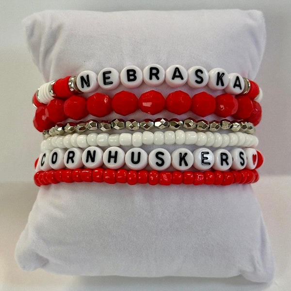 Nebraska Cornhuskers Inspired Heishi Stackable Bracelets set 6mm