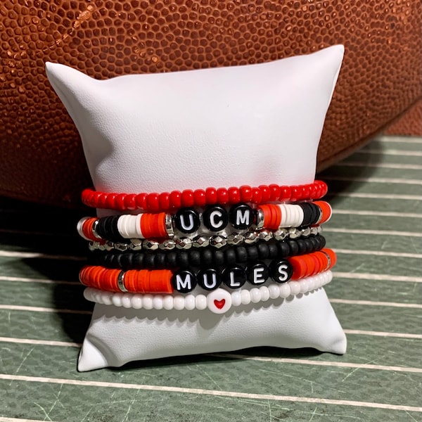 University of Central Missouri UCM Mules Heishi Stackable Bracelets set 6mm