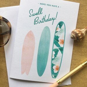 Swell Surfboard Birthday Card