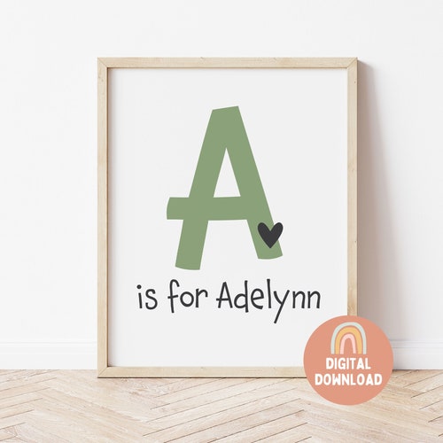 Custom Initial Name Printable Baby Wall Art Baby Boy Baby Etsy