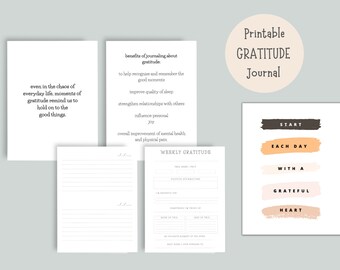 Weekly Gratitude Journal, Printable Gratitude Journal, Printable Journal Pages, Daily Journaling Pages, Journal for Positive Affirmations